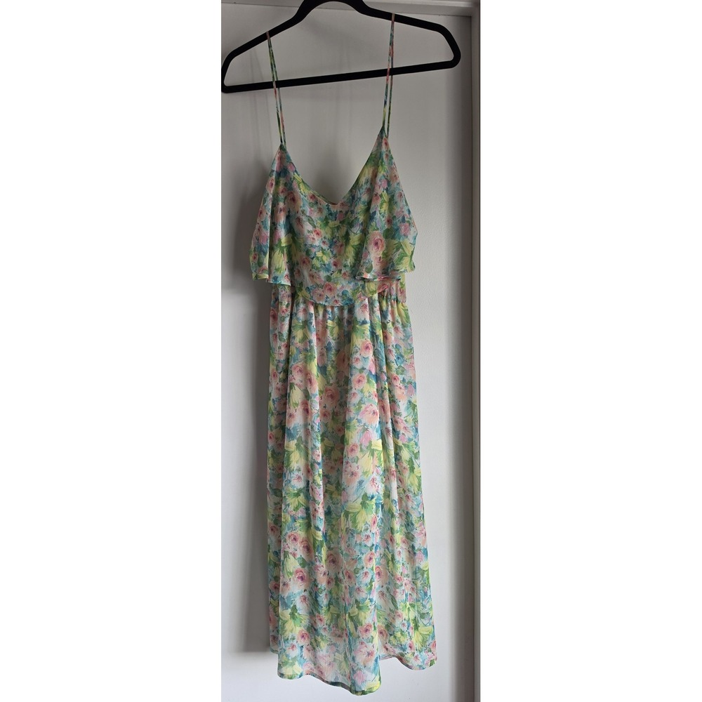 Topshop Midi Dress Sz 8 Sleeveless Floral Casual Multicolor Sundress Gown